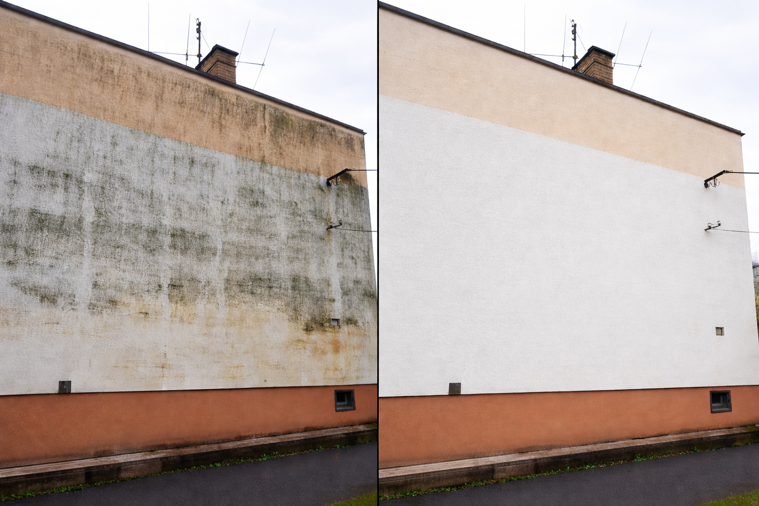 Čistenie fasády pred a po cistenie fasady pripravkom facade professional pred a po