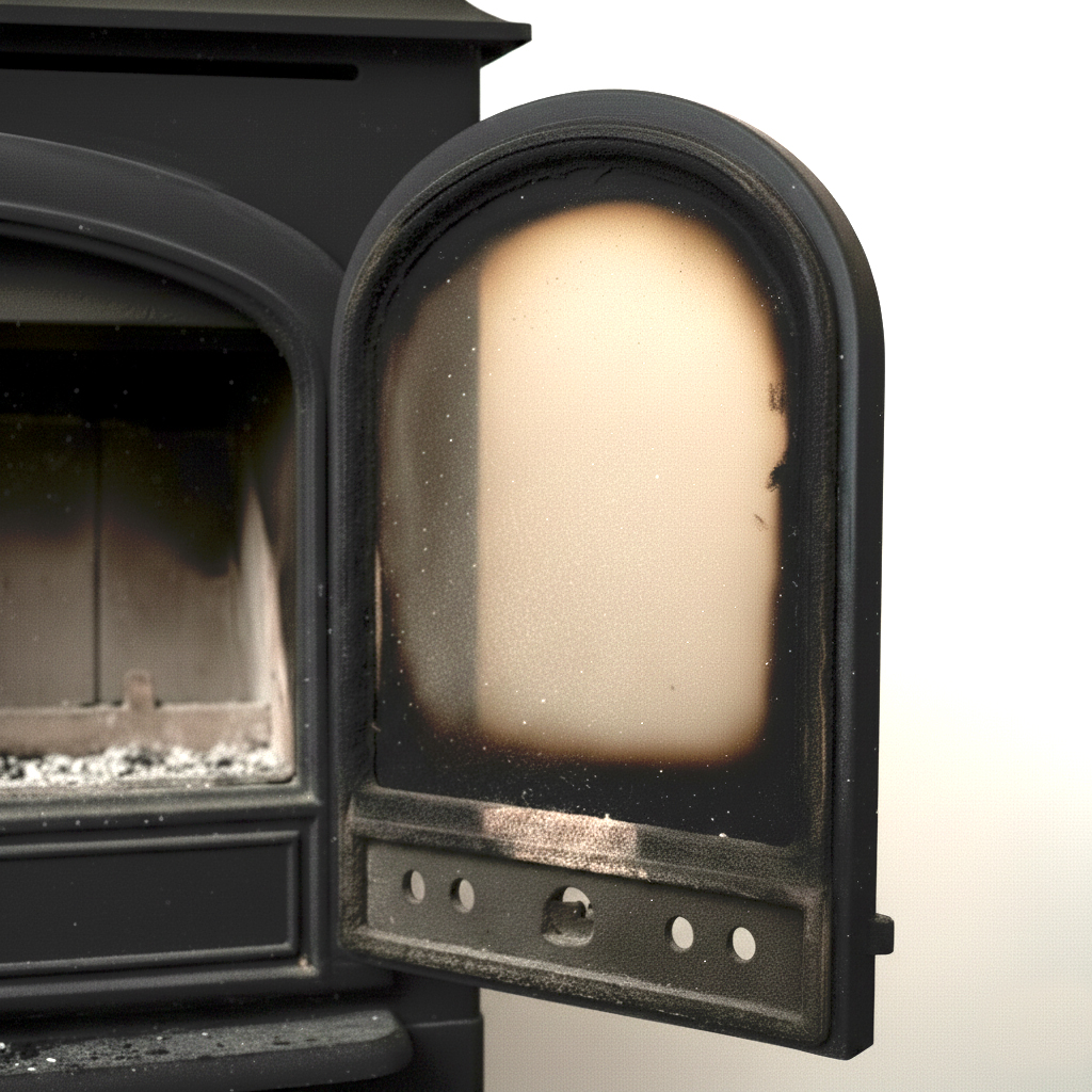 Pred použitím prípravku Isokor Fireplace znecistene sklo pece od sadzi